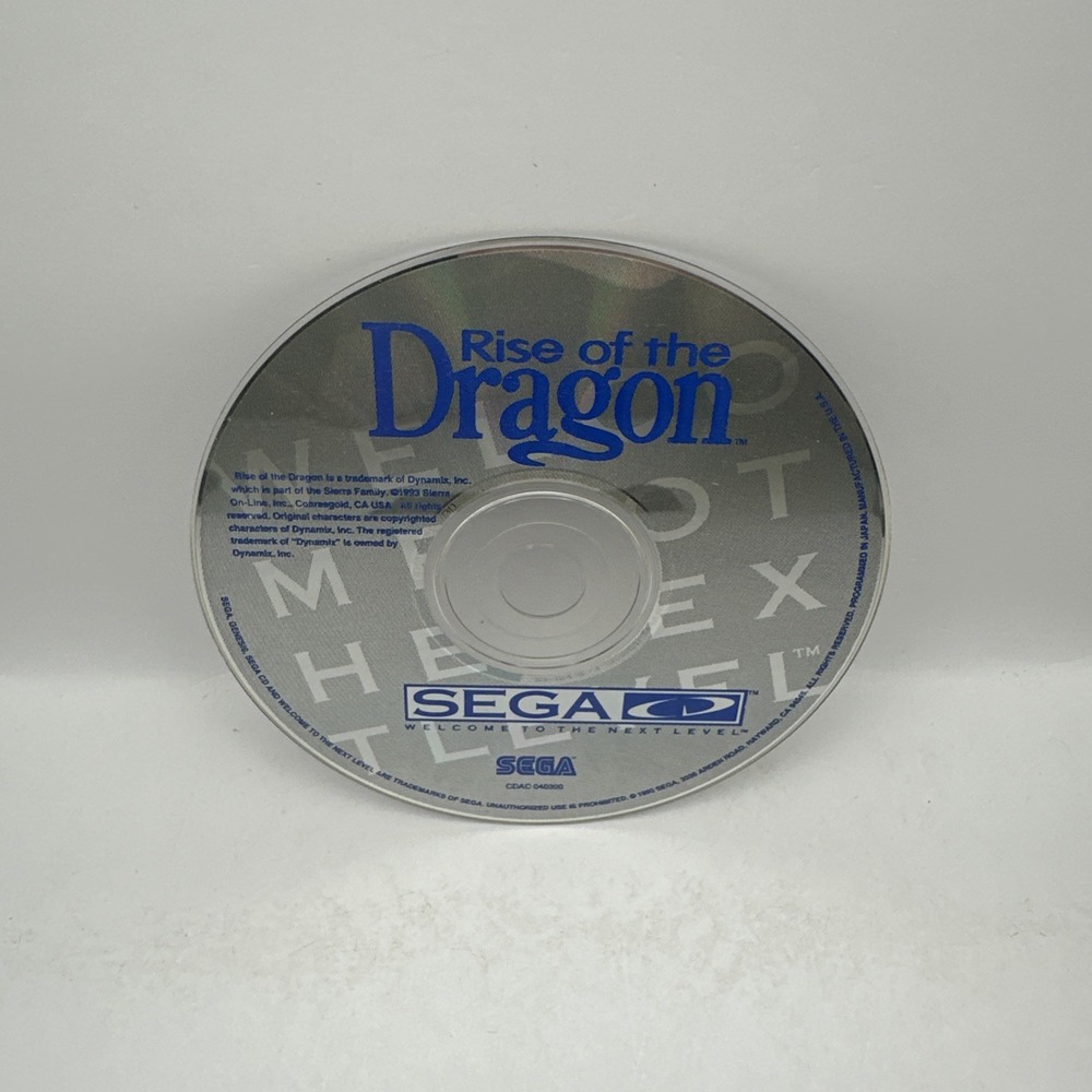 Rise of the Dragon Sega CD 1994 Game Disc